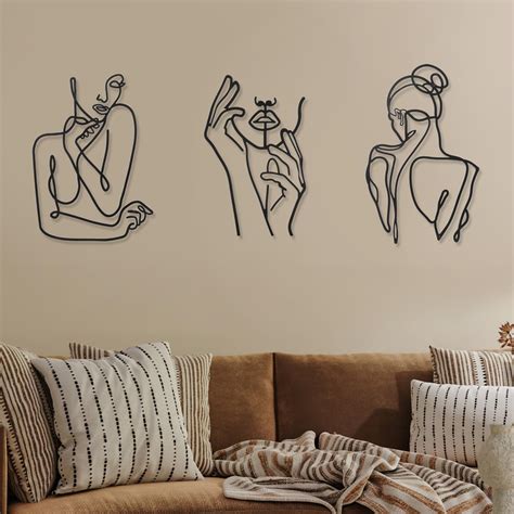 Amazon.com: 4 Pcs Metal Minimalist Abstract Woman Wall Art Line Drawing ...