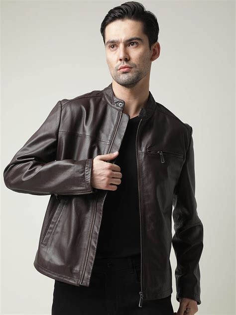 RARE RABBIT Men Brown Leather Biker Jacket - Price History