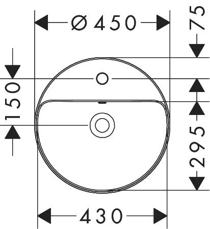 hansgrohe Washbasins: Xuniva S, Wash bowl 450/450 with tap hole and ...