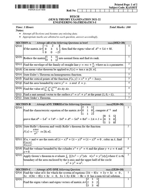 B.Tech First Semester Maths Matrix 的图像结果