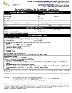 Fillable Online Epinephrine Products Prior Authorization Request Form ...