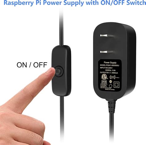 Miuzei Raspberry Pi Power Supply with Switch, 5V 3A, India | Ubuy