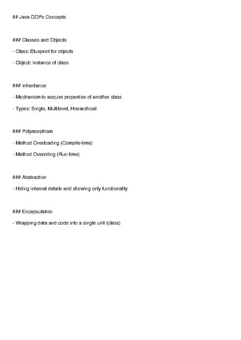Java OOPs - Here’s a brief summary of each of the Java notes PDF files ...