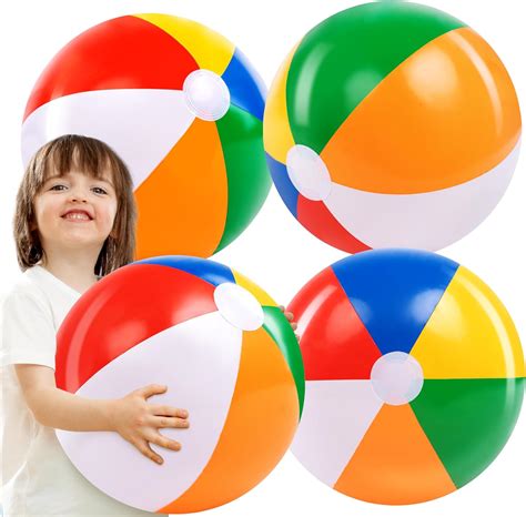 Brandclub - JOYIN 4-Pack 20" Beach Balls - Large Rainbow Beach Ball ...