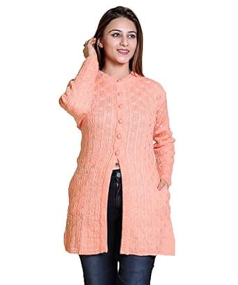 Buy Varenyam Woollen Women's Acrylic Blend Round Neck Long Cardigan ...
