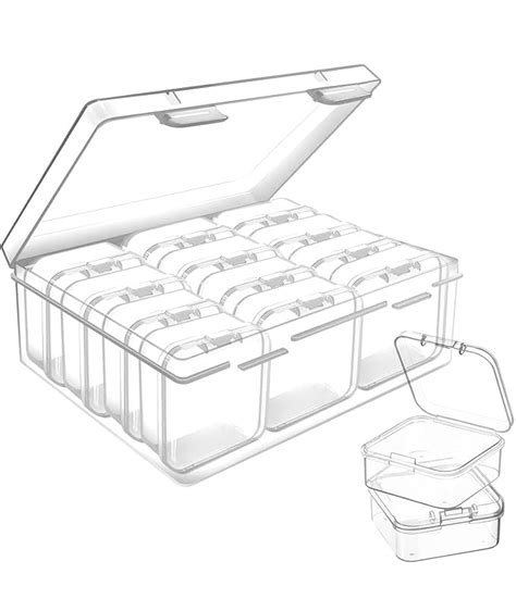 NUDFSY 12 Pack Transparent Jewellery Organizer Boxes Durable Plastic ...