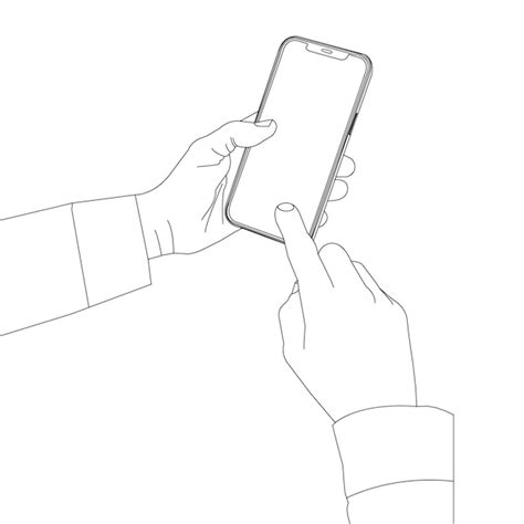 One line drawing hand with mobile | Premium Vector