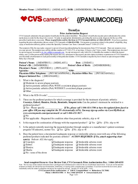 Fillable Online Prior Authorization (PA) Form for Tremfya (guselkumab ...