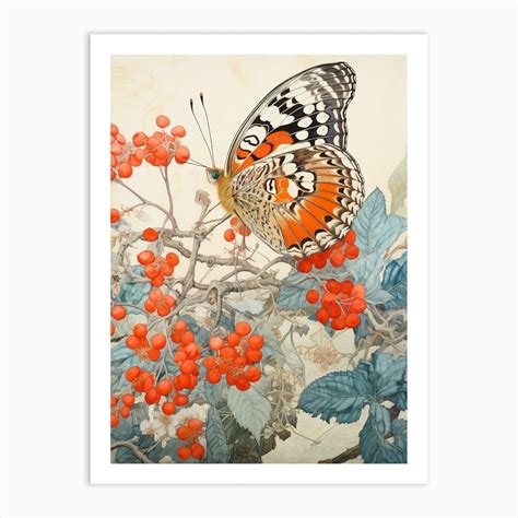 Butterfly Japanese Style Painting 2 Art Print by Whimsical Meadows - Fy