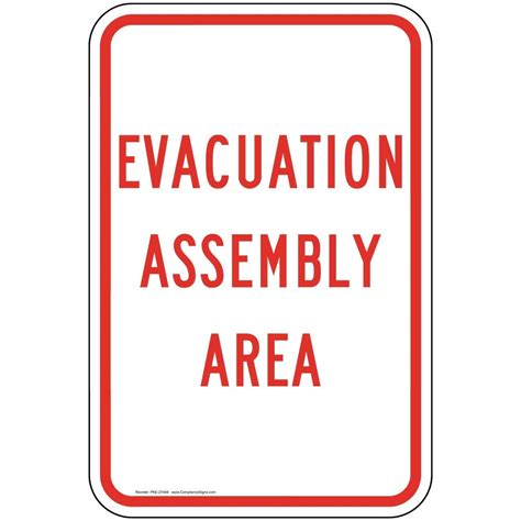 ComplianceSigns.com Evacuation Assembly Area Sign, Reflective White ...