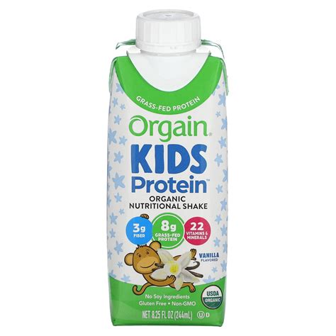 Orgain, Kids Protein, Organic Nutritional Shake, Vanilla, 4 Pack, 8.25 ...
