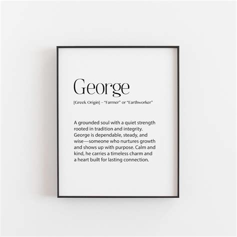 George Name Meaning Print - Kind Farmer, Classic Boy Name Art, Nursery ...