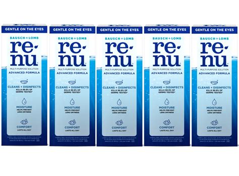 5 Pack - Renu Contact Lens Solution, Advanced Formula Multipurpose Lens ...