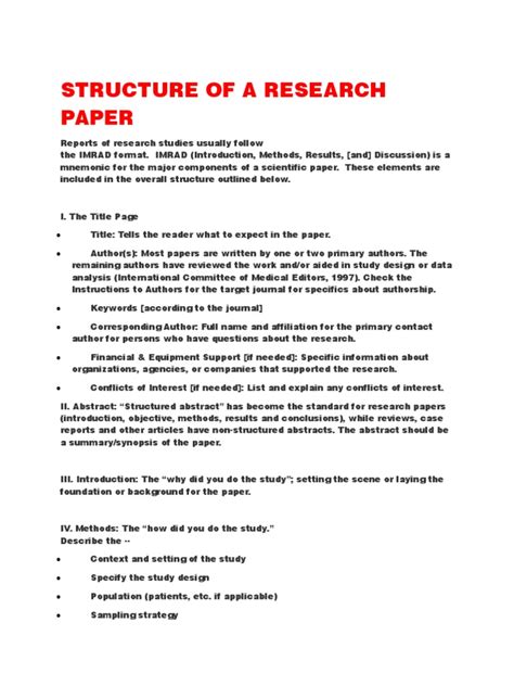 Image result for Research Paper Structure Example