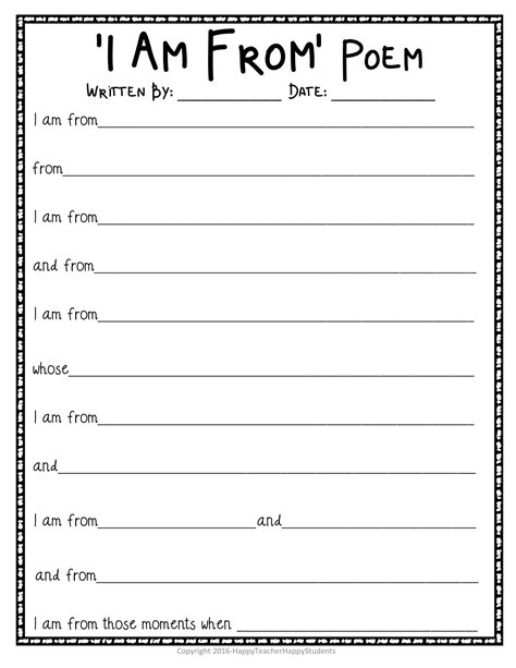 I Am Poem - I Am From Poem: Template, Example Poem & Grading Rubric (Bio Poem) | Made By Teachers