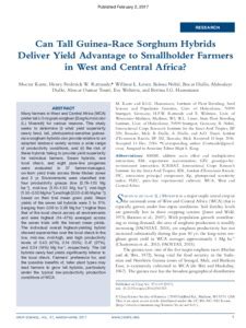 Can Tall Guinea-Race Sorghum Hybrids Deliver Yield Advantage to ...