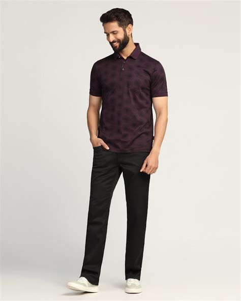 Buy Hex Purple Printed Polo T-Shirt With Pocket Online
