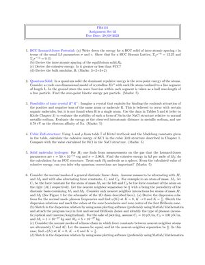 Assignment 1_ph4101 - Condensed Matter Physics PH4101 Assignment 1 Due ...