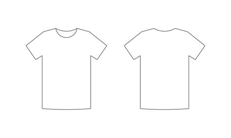Tshirt unisex front view and back outline. Stylish lightweight clothing with pleats for sports ...