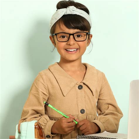 Buy Kids Glasses: Black Sky Blue Black Full Rim Rectangle Kids 5-8 yrs ...