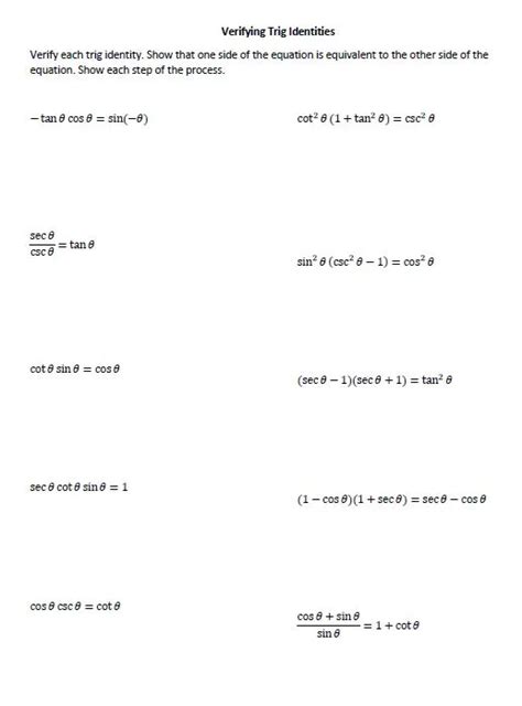 Verifying Trig Identities Worksheet | Math = Love - Worksheets Library