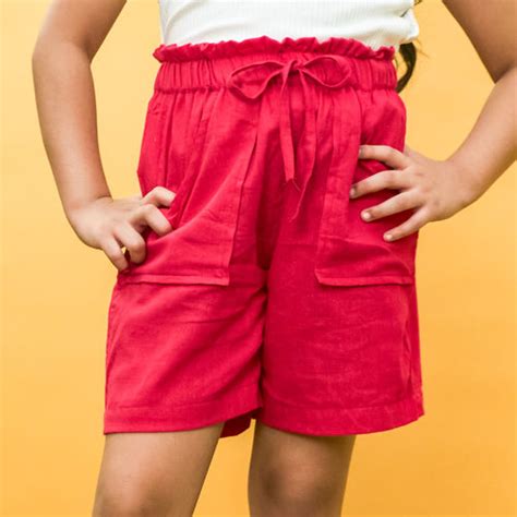 Pink Cotton Girls Shorts| Designer Cotton Clothes for Girls – House of Ekam