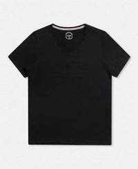 Buy Super Combed Cotton Elastane Regular Fit Solid V Neck Half Sleeve T ...