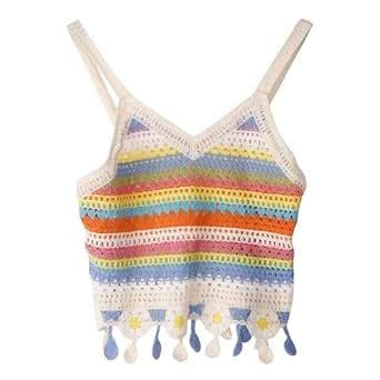 ICW Women's Cotton Ethnic Embroidery Beach Summer Sleeveless Crochet ...