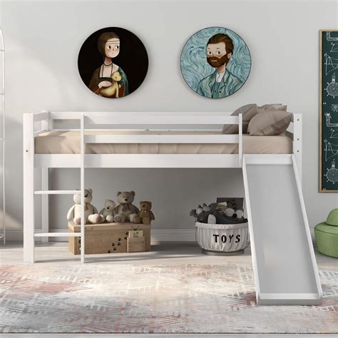 ModernLuxe Bunk Bed Children's Cabin Bed Frame with Slide & Ladder ...