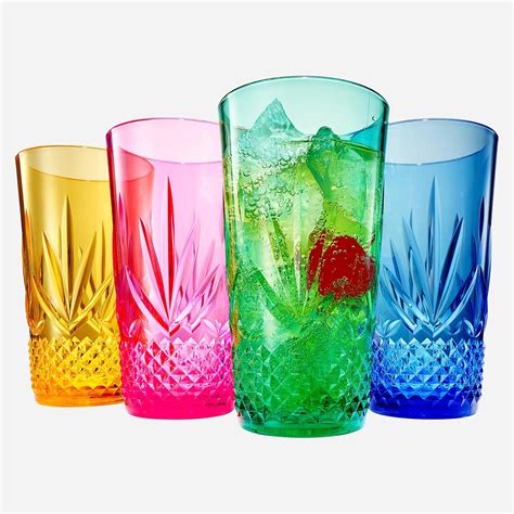 Amazon.com: Large Plastic Tumblers Highball Drinking Glasses ...