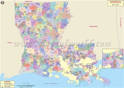 Louisiana Zip Code Map, Louisiana Postal Code