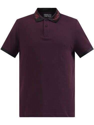 Buy Versace Jeans Couture Men Purple Logo Collar Polo for Men Online ...
