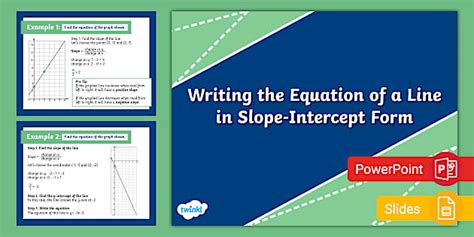Image result for Write Slope-Intercept Form of Line Equation