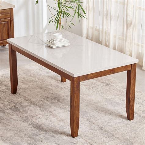 Buy Giza Composite Marble Top 6-Seater Dining Set with Chairs - Grey ...