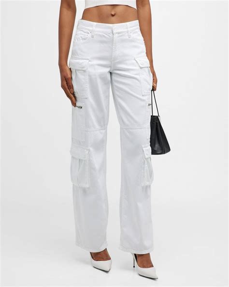 Alice + Olivia Cay Baggy Denim Cargo Pants - White | Editorialist