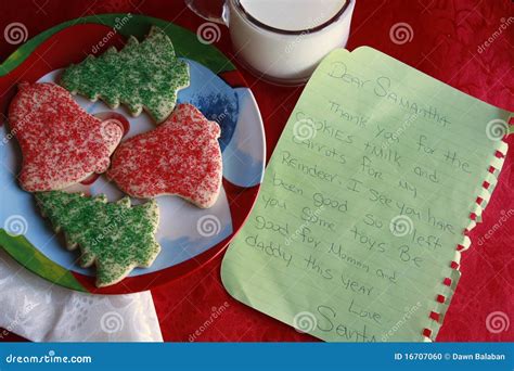 Milk and Cookies for Santa and Letter from Santa Stock Photo - Image of ...