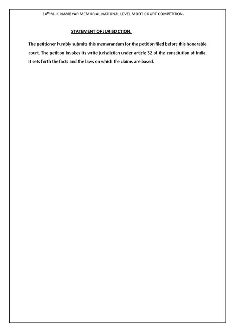 1634892319 - Memorandum for Moot Court on Constitutional Issues - Studocu