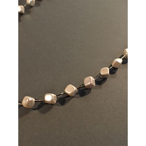 Buy Peach Tassels Silver Silver Plated Pearl Necklace Online