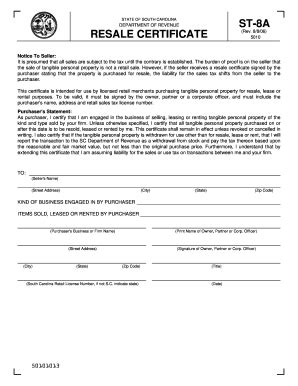 2006 Form SC DoR ST-8A Fill Online, Printable, Fillable, Blank - pdfFiller