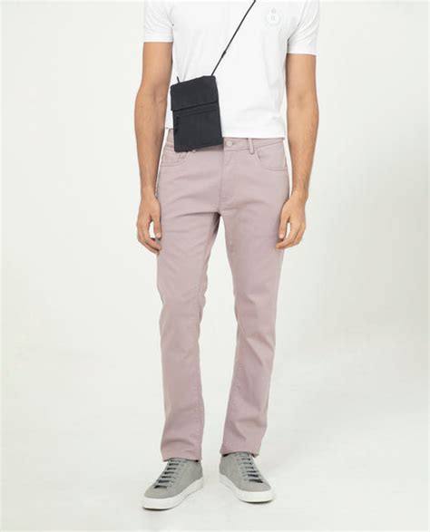 Rare Rabbit Men's Poke-2 Dusky Purple Solid Mid-Rise Regular Fit Trous