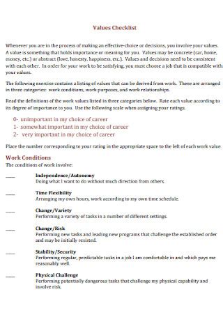 Image result for Core Values Checklist
