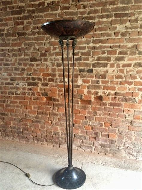 Tall Art Deco Style Brass Floor Standing Uplighter Lamp Standard Light ...