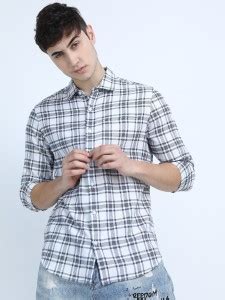 KETCH Men Checkered Casual White, Blue Shirt - Buy KETCH Men Checkered ...