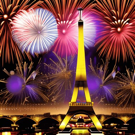 New Years Eve Fireworks over the Eiffel Tower Paris · Creative Fabrica