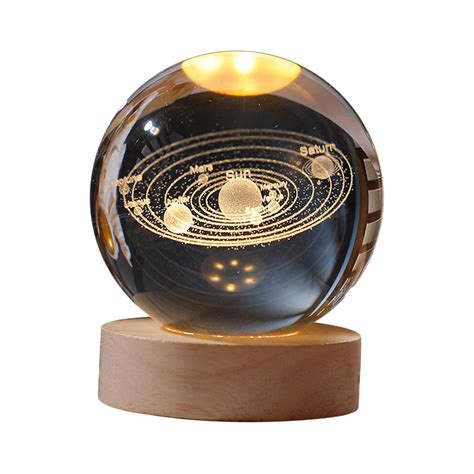 Lichts Crystal Night Lamp Ball with Base Ornament Solar System : Amazon ...