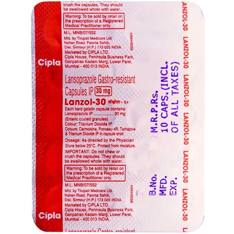 Lanzol 30 Capsule | Uses, Side Effects, Price | Apollo Pharmacy