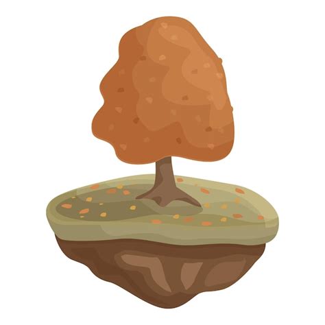 Lonely autumn tree growing on floating island | Premium Vector