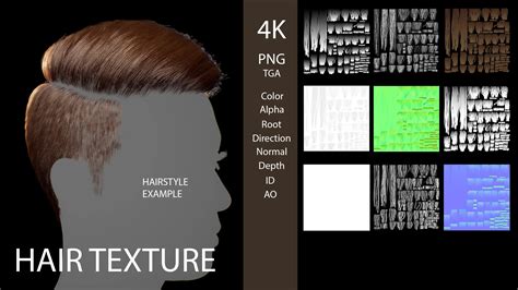 4K Hair Card Texture Set - Medium - FlippedNormals