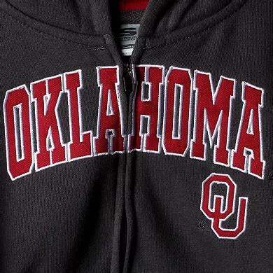 Youth Charcoal Oklahoma Sooners Applique Arch & Logo Full-Zip Hoodie