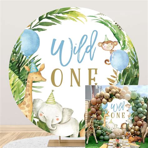 Buy Leyiyi6x6ft Jungle Animal Wild One Round Backdrop for Boys Birthday ...